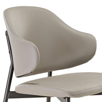 Noble Dining Chair Detail, Gray Faux Leather Upholstery With Metal Frame, Modern Dining Set.