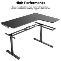 High Performance L-Shaped Gaming Desk With Carbon Steel Frame and Premium Powder Coating, Supporting Up to 176 Lbs.