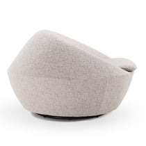 Stella Swivel Lounge Chair in Light Gray Textured Fabric With 360° Swivel Base, Modern Design.