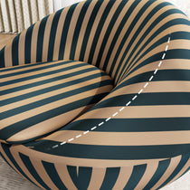Modern Lounge Chair With Teal and Beige Stripes - Sustainable Comfort and Contemporary Design.