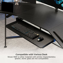 Ergonomic Black Pull-Out Keyboard Tray, Carbon Fiber Finish, Compatible With Wood and Mdf Desks.