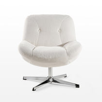 Eureka Ergonomic Henry Chenille Swivel Lounge Chair, Off-White, 360° Rotation, Modern Design.