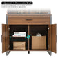 77'' Display Bookshelf with Glass Door and Storage Cabinets, Walnut