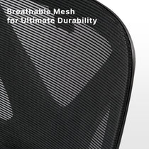 Eureka Ergonomic Exis ergonomic office chair black breathable mesh backrest close-up, highlighting texture and durability for comfort.
