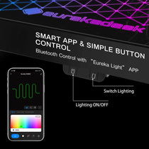 Eureka Ergonomic GTG-I43 Gaming Desk With App Control, Bluetooth Connectivity, and Rgb Lighting Options.
