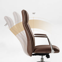 Royal Slim Executive Office Chair Adjustable Backrest, Brown Leather, Ergonomic Design, Adjustable 90°-135° Angle.