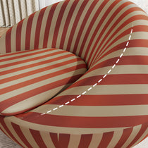 Modern Lounge Chair With Red and Beige Stripes, Designed for Comfort and Sustainable Luxury.