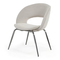 Shanean Velvet Dining Chair in Off-White With Curved Backrest, Metal Legs. Modern Dining Room Furniture.