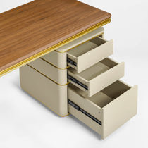 78 inch Zenith Series Office Desk with leather and metal slides drawer interior detail.