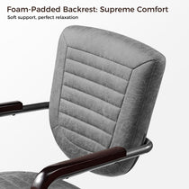 Cole Office Chair, Gray Pu Leather Backrest With Wooden Arm, Ergonomic Design for Comfort.