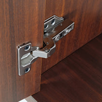 Walnut Bookcase Door Hinge Detail. Durable Metal Hinge On the Eureka Ergonomic Storage Cabinet.