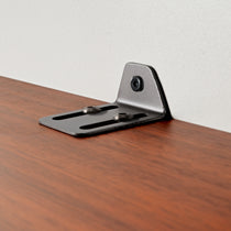 Eureka Ergonomic Bookcase Metal Bracket Detail, Walnut Wood, Furniture Hardware.
