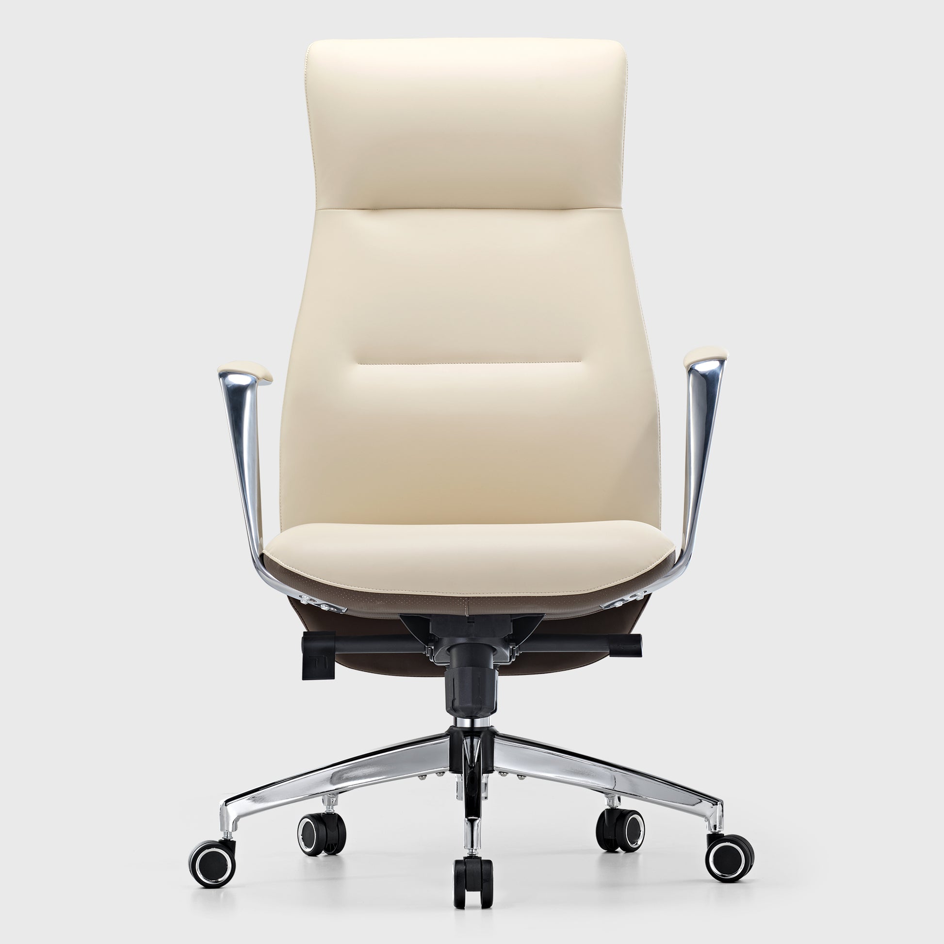 Royal Slim OC08 Leather High Back Executive Office Chair, Beige White in High End Office  Front View