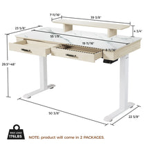 Eureka Ergonomic George Slate Standing Desk With Dimensions, 55X23 White Marble Top, Dual Drawers, and Max Load 176Lbs.