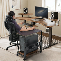 Eureka Ergonomic Mobile Cpu Cart With Ergonomic Gaming Setup and Adjustable Height Desk.