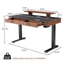 Eureka Ergonomic George Slate Standing Desk, Artificial Marble, Dual Drawers, Max Load 176Lbs, Dimensions Shown.