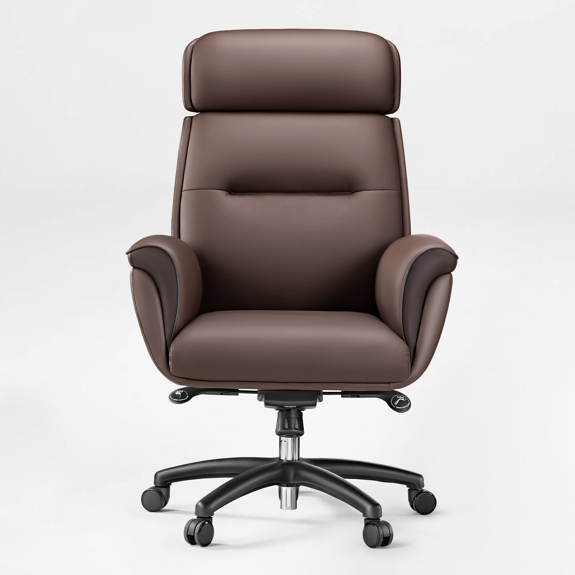 Royal Executive Office Chair - Brown Microfiber Leather, Ergonomic Design.