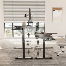 Eureka Ergonomic L-Shaped Standing Desk, Black, Adjustable Height 29.5-48, Ergonomic Workspace Setup.