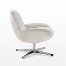Eureka Ergonomic Henry Swivel Lounge Chair, Off-White Chenille, 360° Rotation, Metal Base.