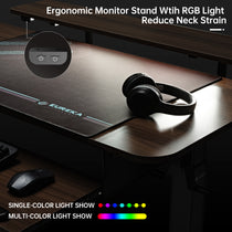 Eureka Ergonomic L-Shaped Desk With Rgb Monitor Stand, Neck Strain Reduction, Ergonomic Workspace.