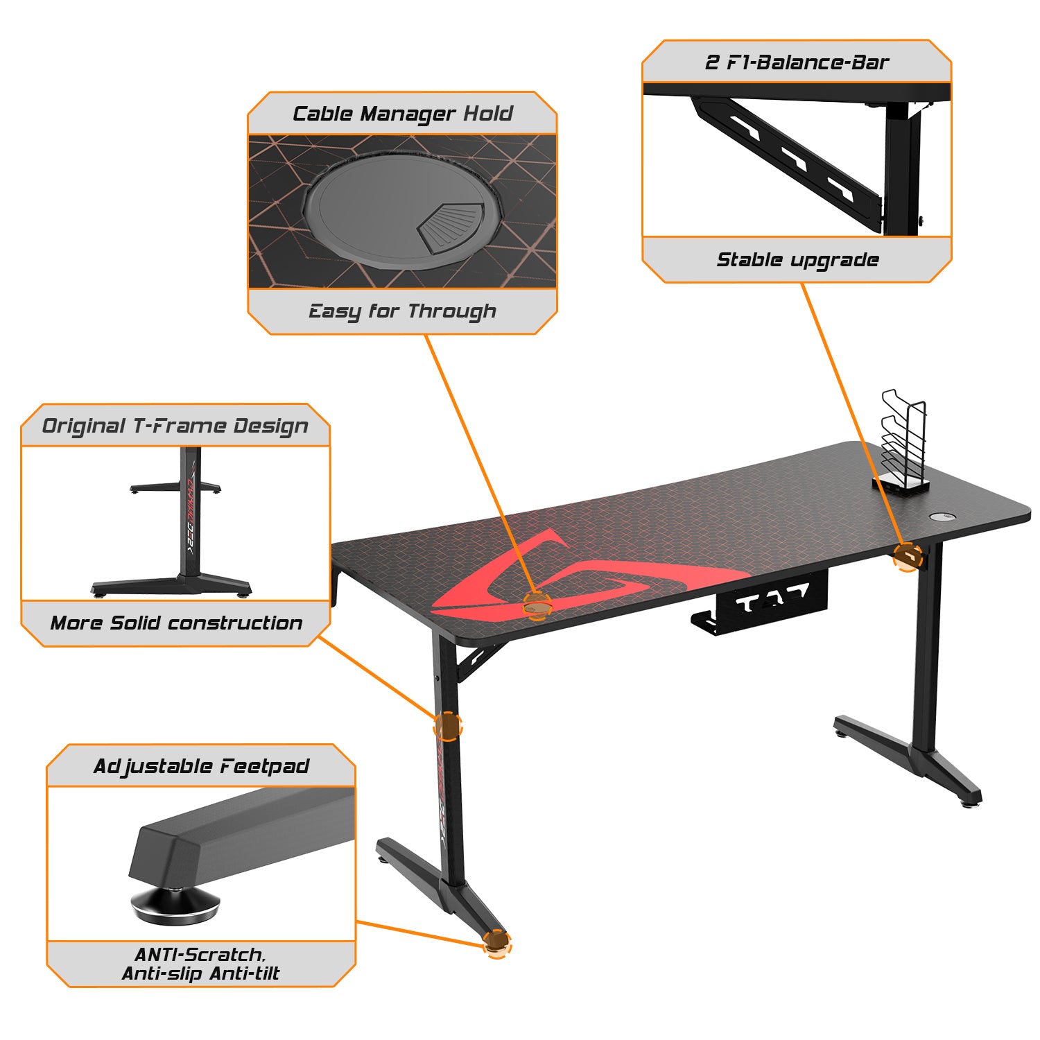 Eureka Ergonomic  Gaming Desk With sturdy desgin