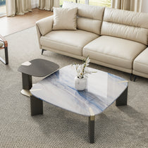 Modern Living Room With Prada Green Marble Coffee Table Set, Luxury Furniture.