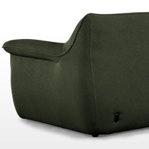 Vero Power Sleeper Sofa Detail in Olive Green Techno 3D Mesh Fabric. Modern Modular Design, Breathable Fabric.