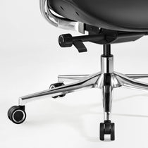 Eureka Ergonomic Nox black executive chair base: polished chrome five-star base, black casters, and height adjustment lever.