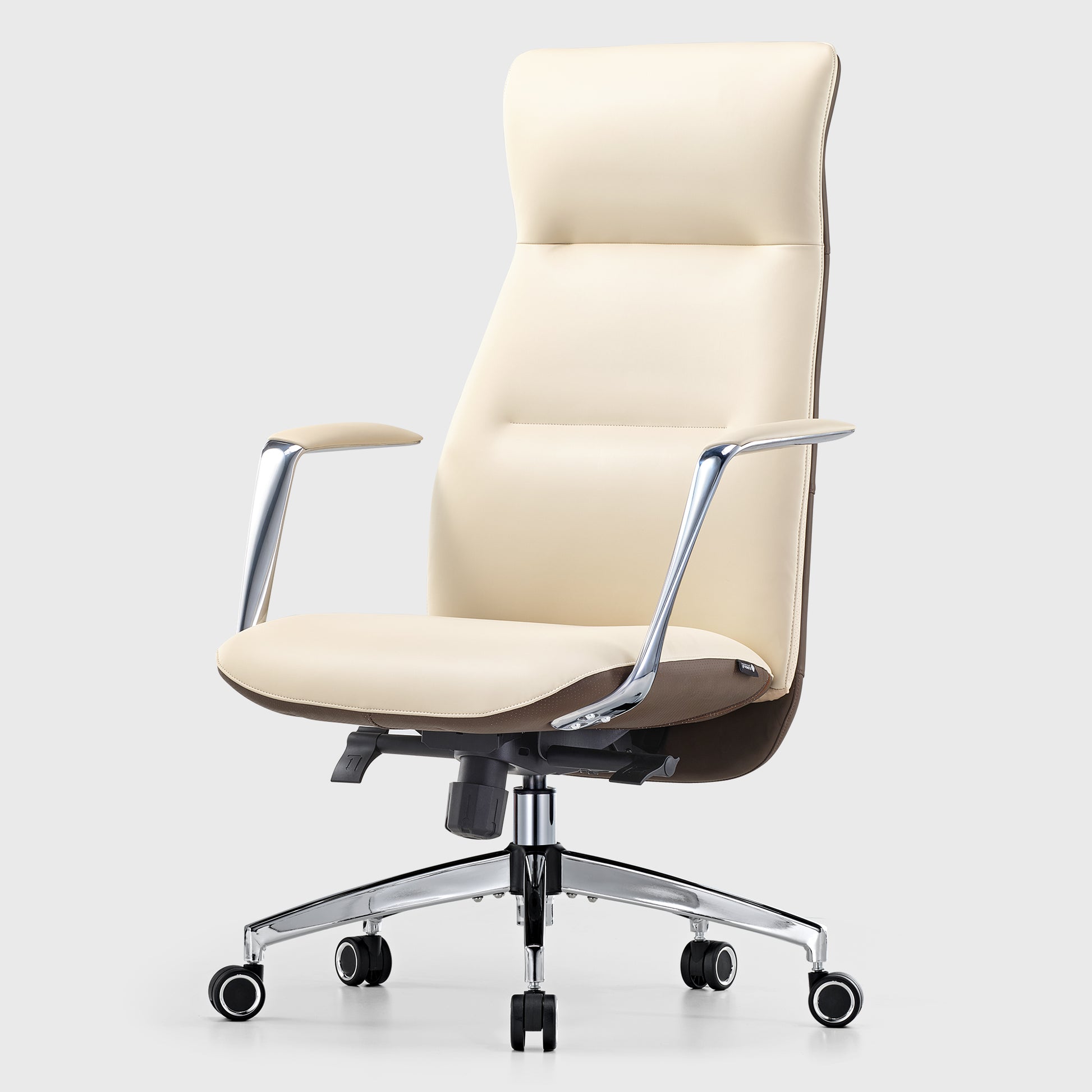 Royal Slim OC08 Leather High Back Executive Office Chair, Beige White High End Office