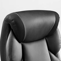 Galene Black Office Chair: Faux Leather Headrest With Breathable Mesh, Ergonomic Design for Workspace.