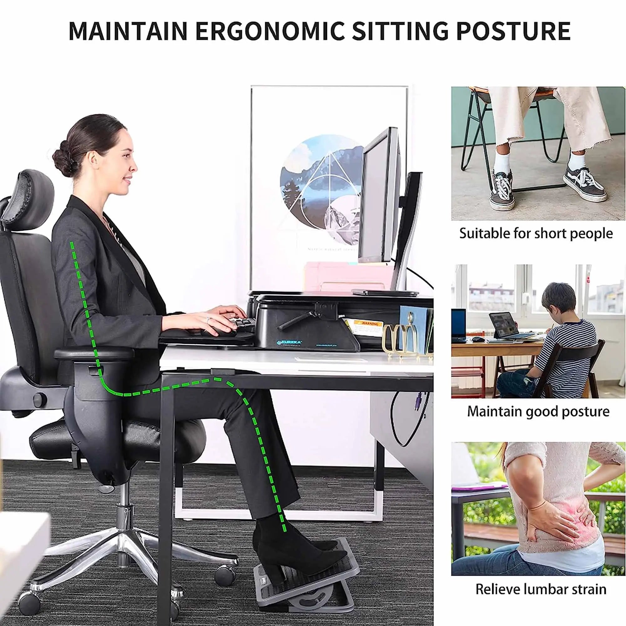 Eureka Under Desk Foot Rest with Metal Frame and 20 Degree Tilt