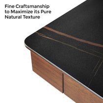Eureka Ergonomic George Slate Desk Detail Showing Fine Craftsmanship and Natural Texture of the Artificial Marble Desktop.