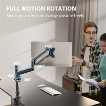 Eureka Ergonomic Single Monitor Arm With Full Motion Rotation for Easy Screen Sharing and Posture Adjustment.