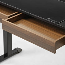 Eureka Ergonomic Standing Desk Detail: Wood Drawer and Black Desk Surface, Ergonomic Home Office.