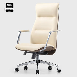 Royal Slim OC08 Leather High Back Executive Office Chair, Beige White