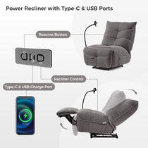 Linx Power Glider Recliner With Usb & Type-C Charging Ports, Techno 3D Fabric, and Reclining Features.