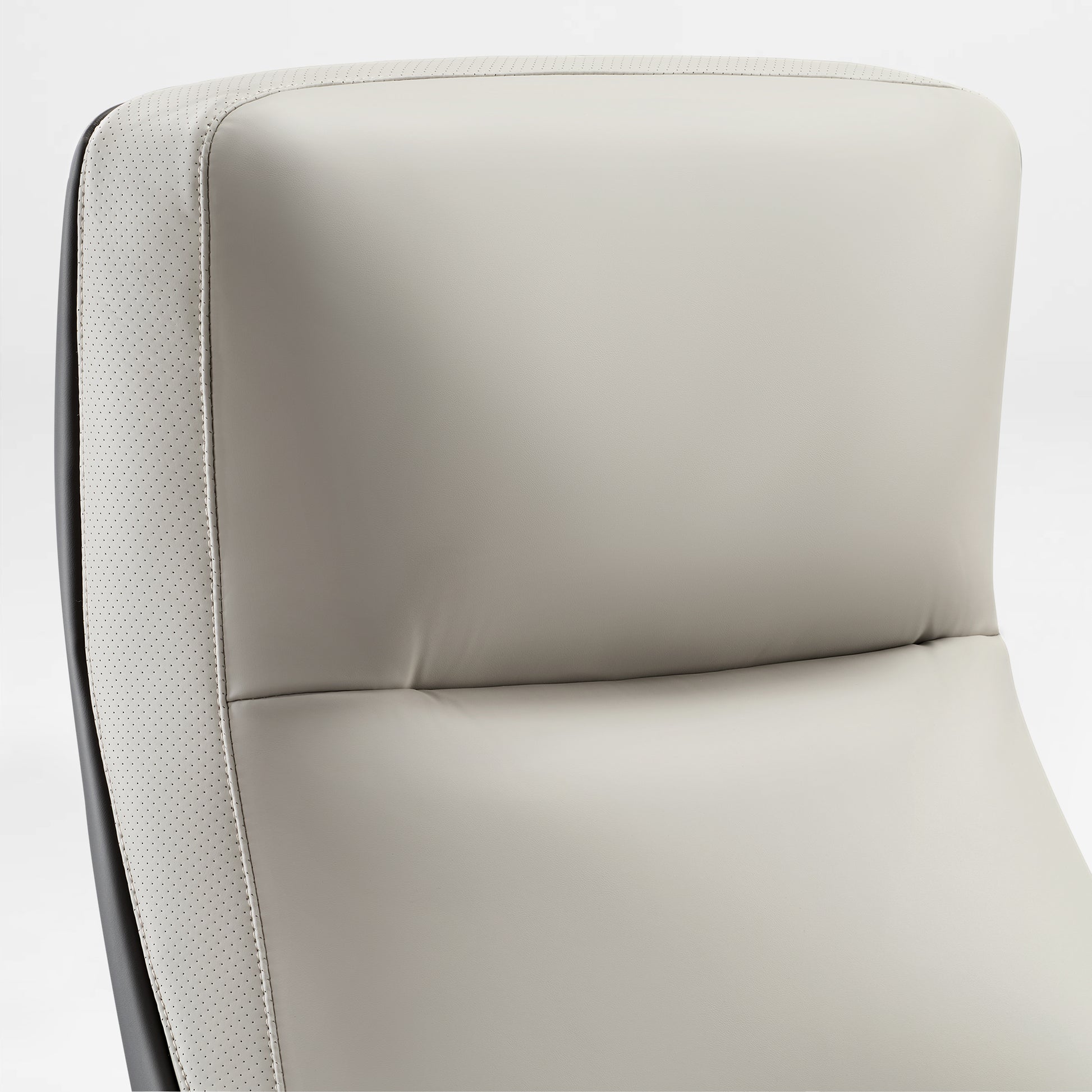 Royal II Executive Office Chair Headrest Detail, Cream Leather and Perforated Design, Ergonomic Lumbar Support.