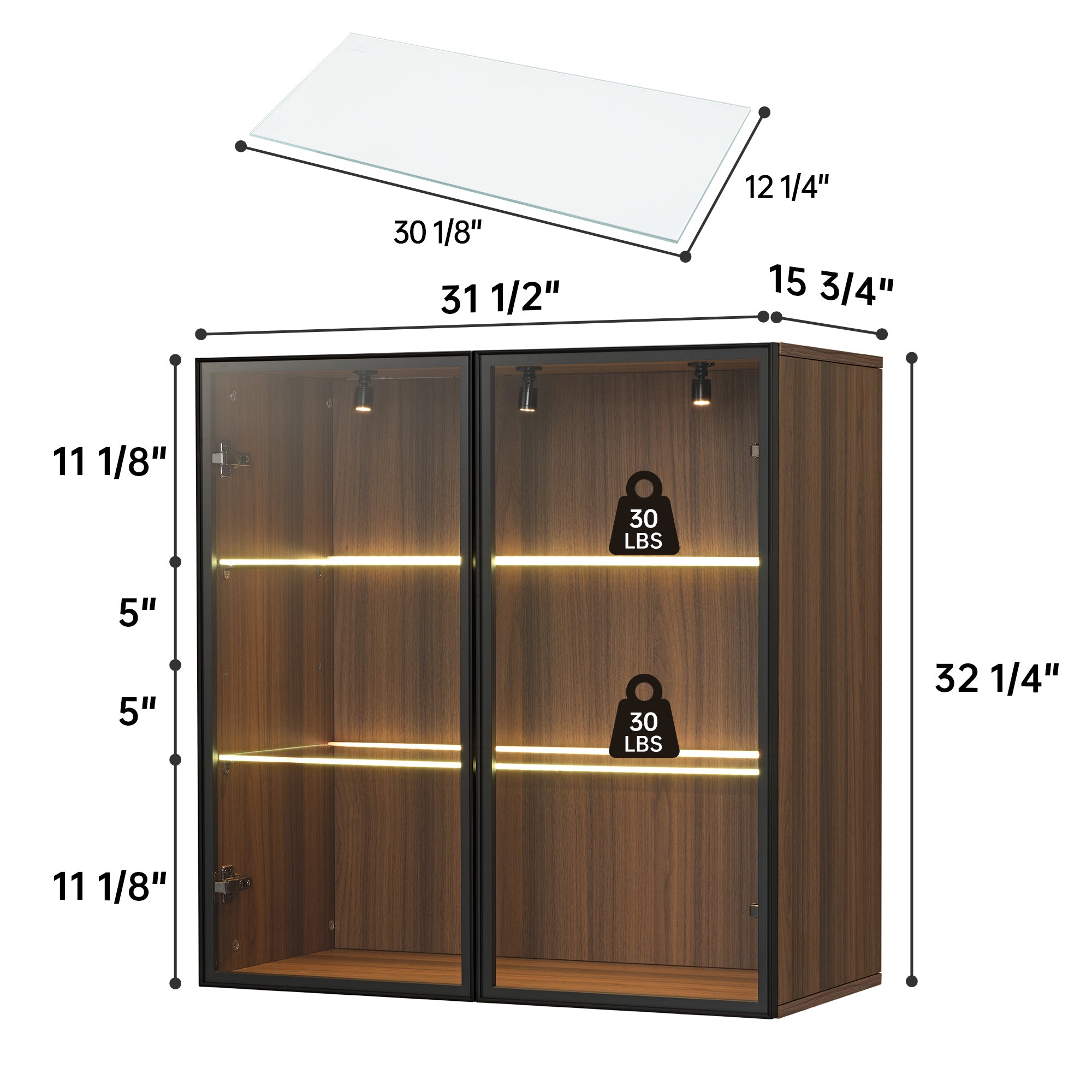 Lighted wall mounted curio cabinet sales