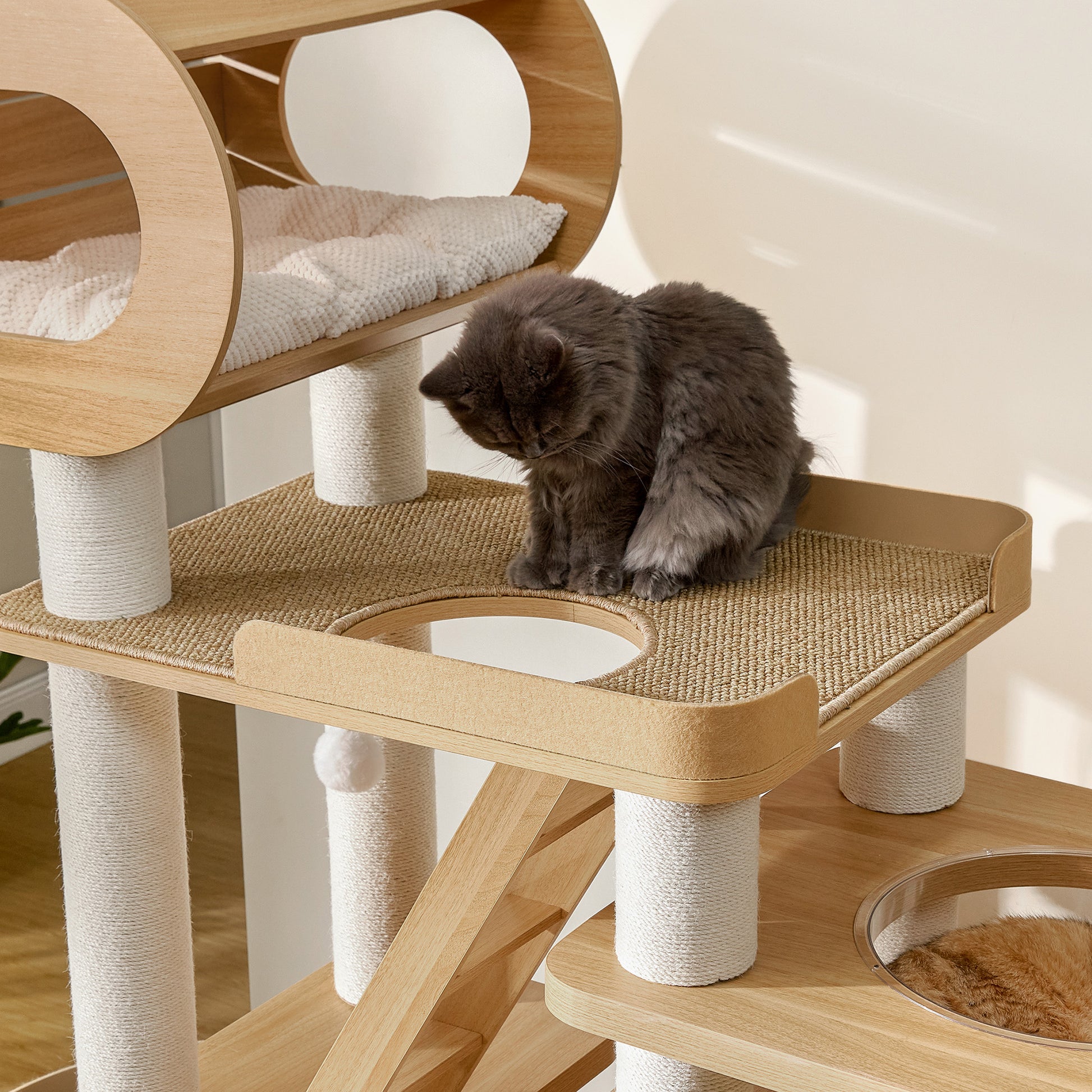 Tall Cat Tree Tower With Condo & Perches - Sisal Scratching Posts, Padded Plush For Large Indoor Cats