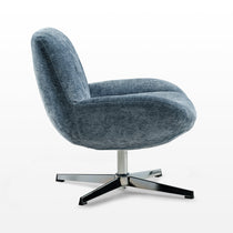 Eureka Ergonomic Henry Swivel Lounge Chair in Blue Chenille, 360° Swivel Design.