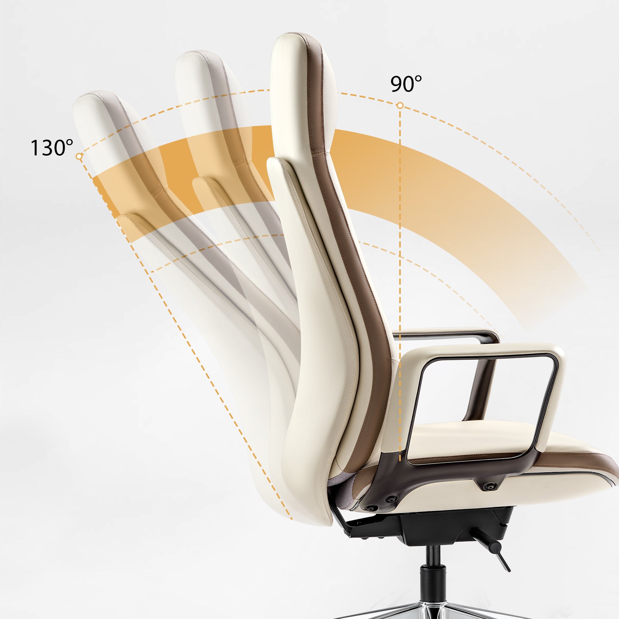 EUREKA ERGONOMIC Alto Leather Desk Chair, Silicone Leather Office Chair with Wheels, High Back Office Chair, Executive Office Chair Comfy for Home & Office, Off-White - Thumbnail 2