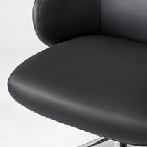 Eureka Ergonomic Black Royal Rowan executive chair seat/back: smooth microfiber leather texture, visible stitching.