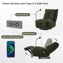 Linx Power Glider Recliner With Type-C & Usb Ports, Showcasing Charging Features and Recliner Control for Modern Living.