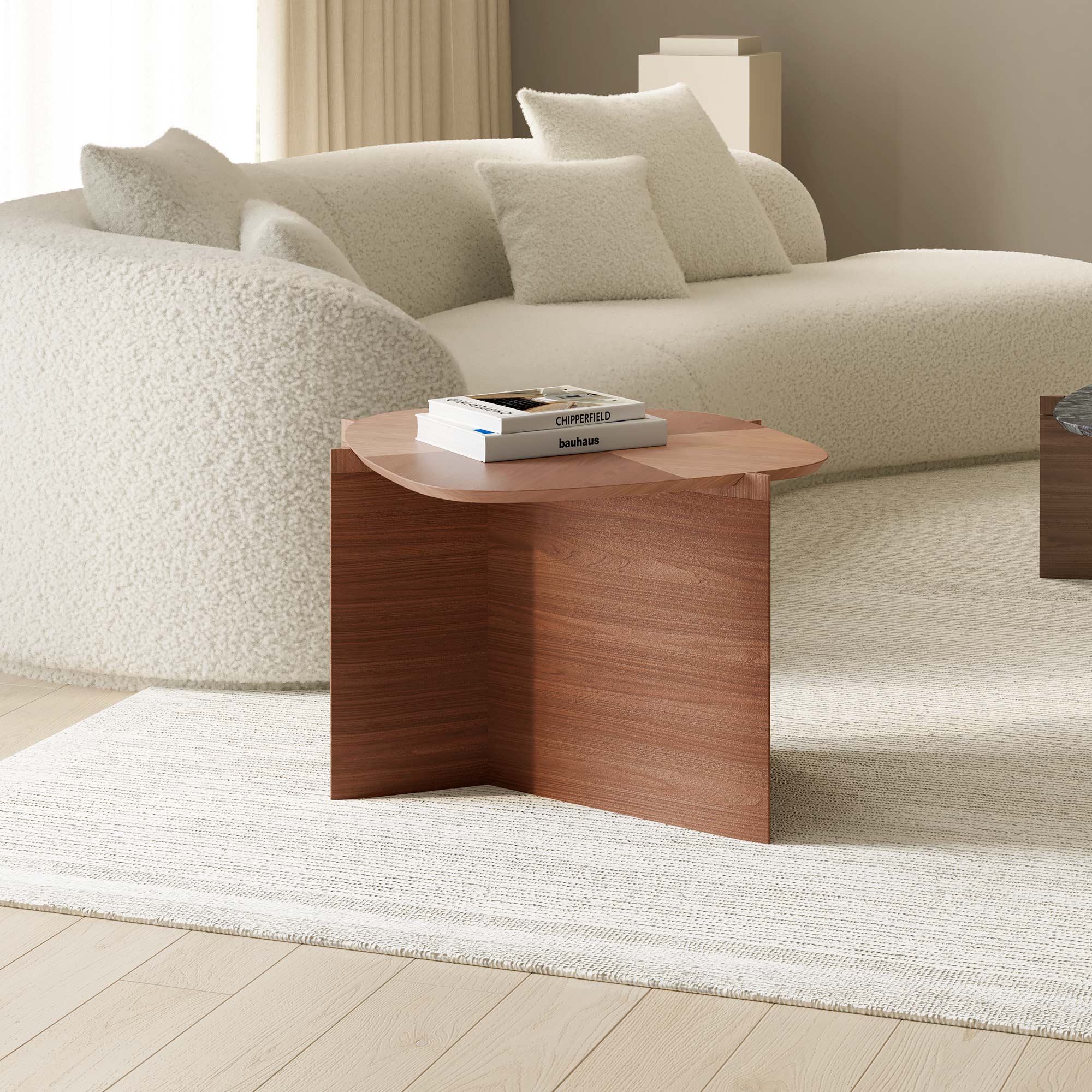 Eureka Ergonomic Walnut & Blue Jade Marble Irregular Coffee Table Set