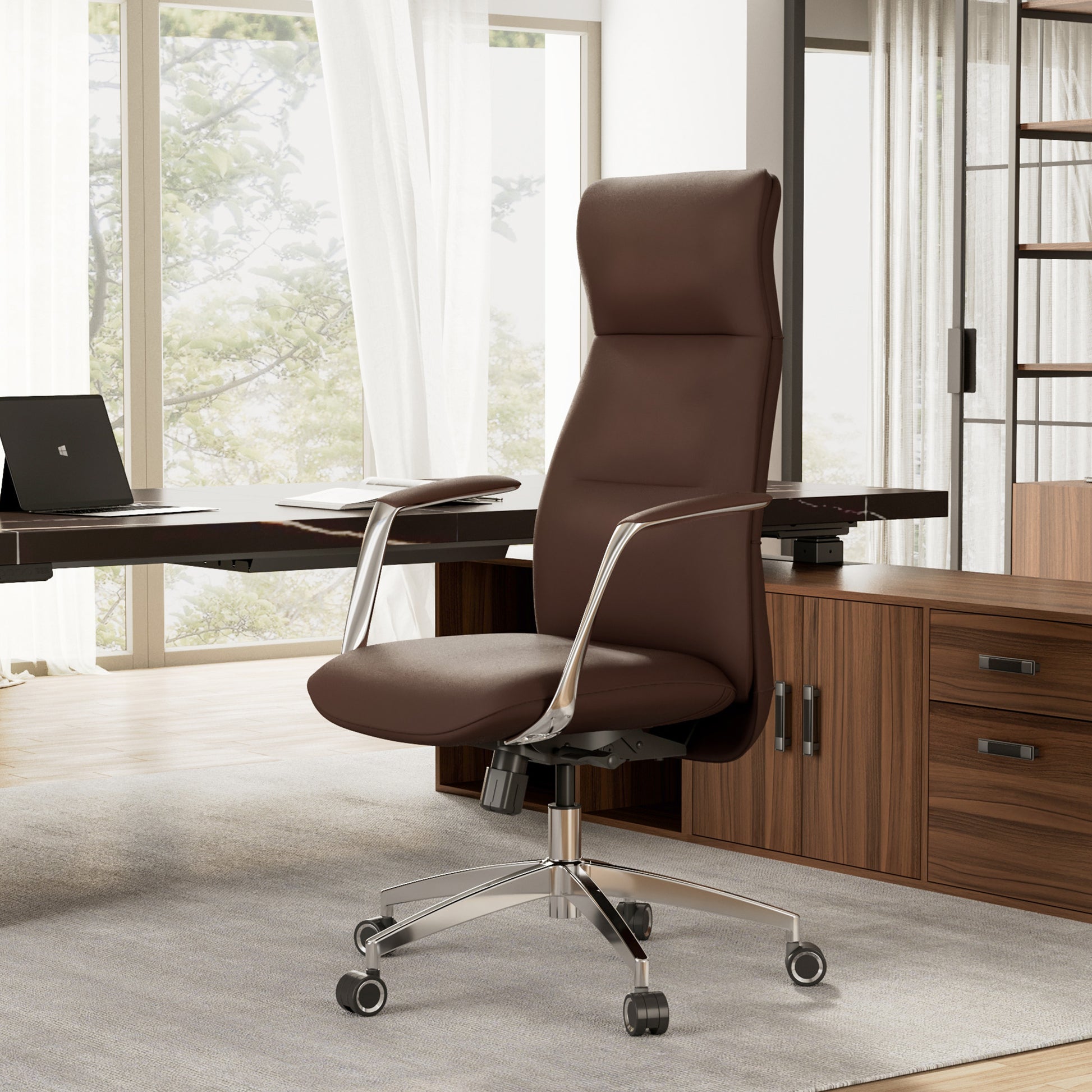 Royal Slim OC08 Leather High Back Executive Office Chair, Brown in High End Office 