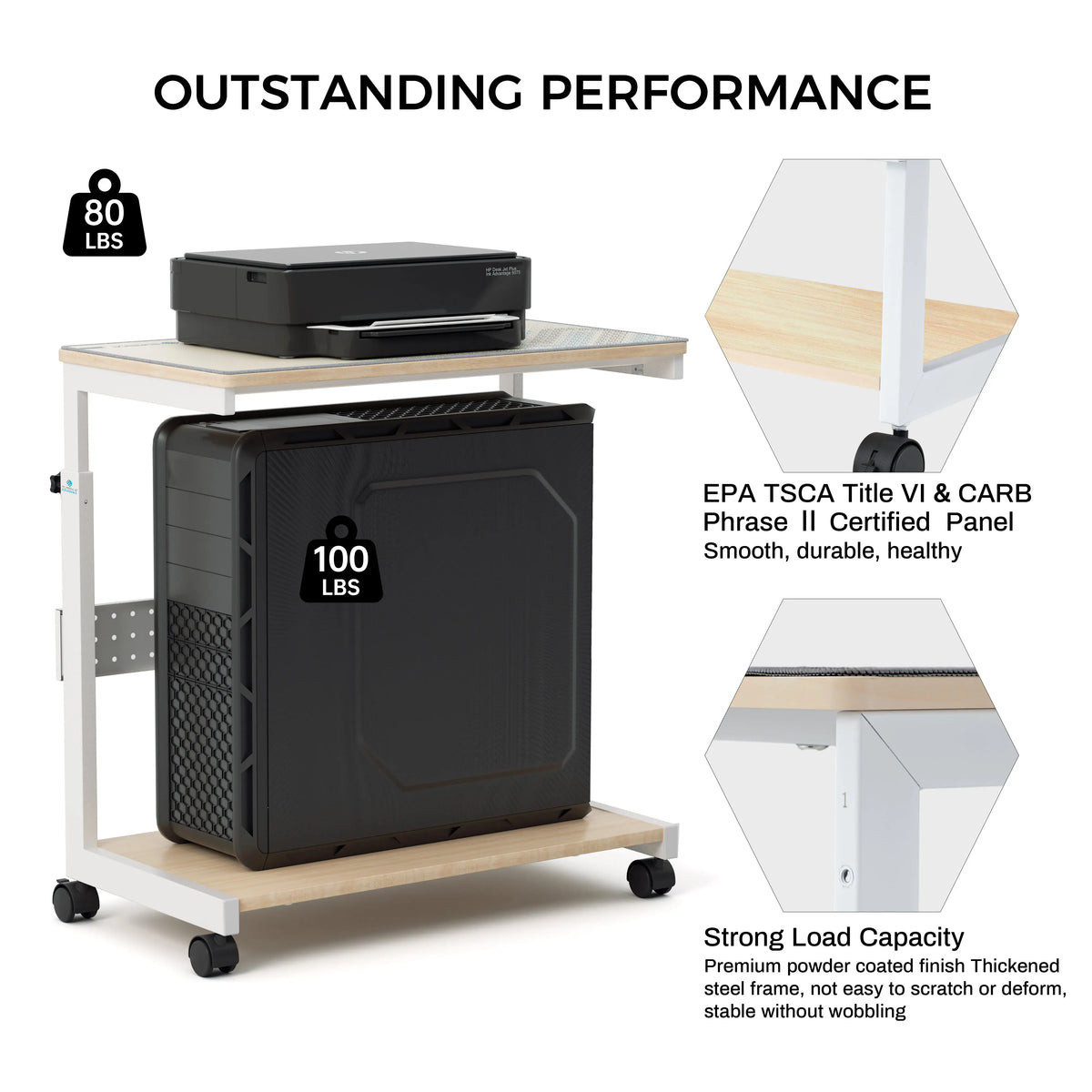 Computer Cpu Cart Eureka Ergonomic Computer Accessories PC Stand Rolling Cart with Wheel