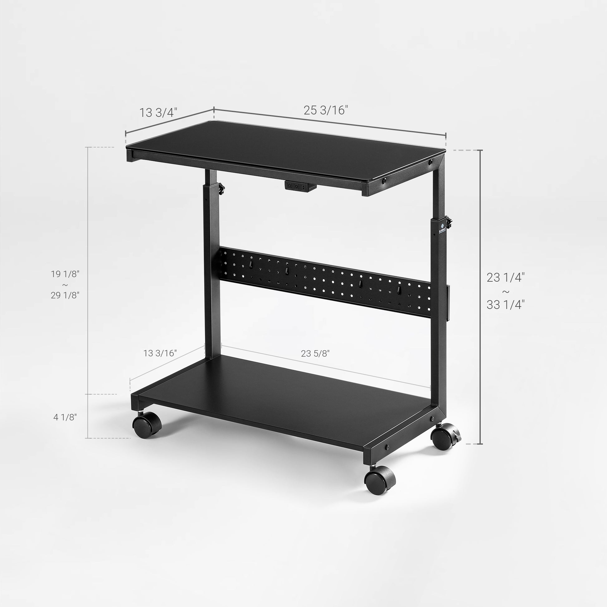Height Adjustable CPU Cart with frosted glass and glowing Ligting