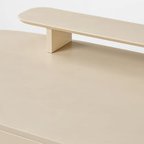 Eureka Ergonomic Opal Oval Executive Standing Desk in Light Beige, Executive Desk Detail.