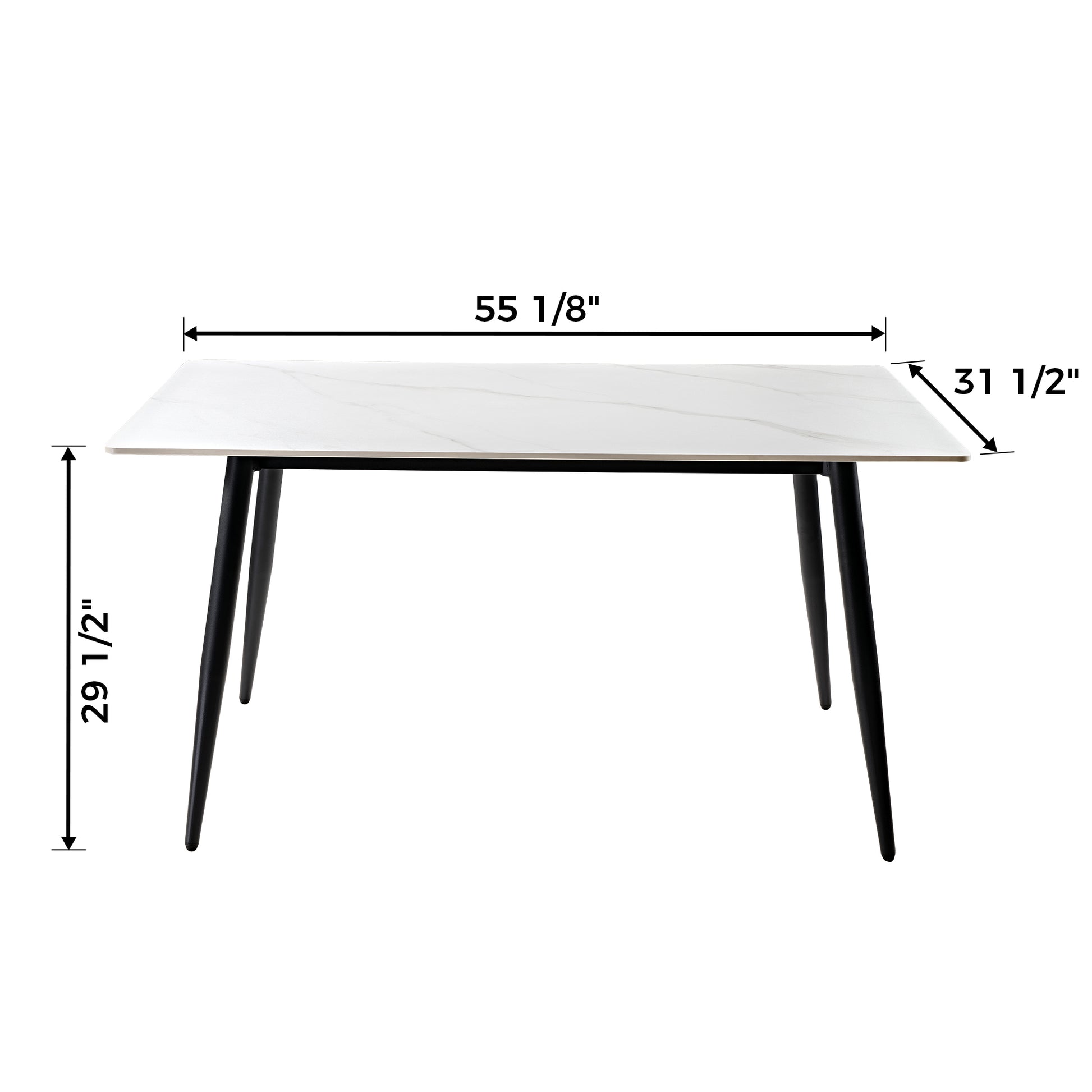 47'' White Rectangular Dining Table with Slate Desktop for Dining Room