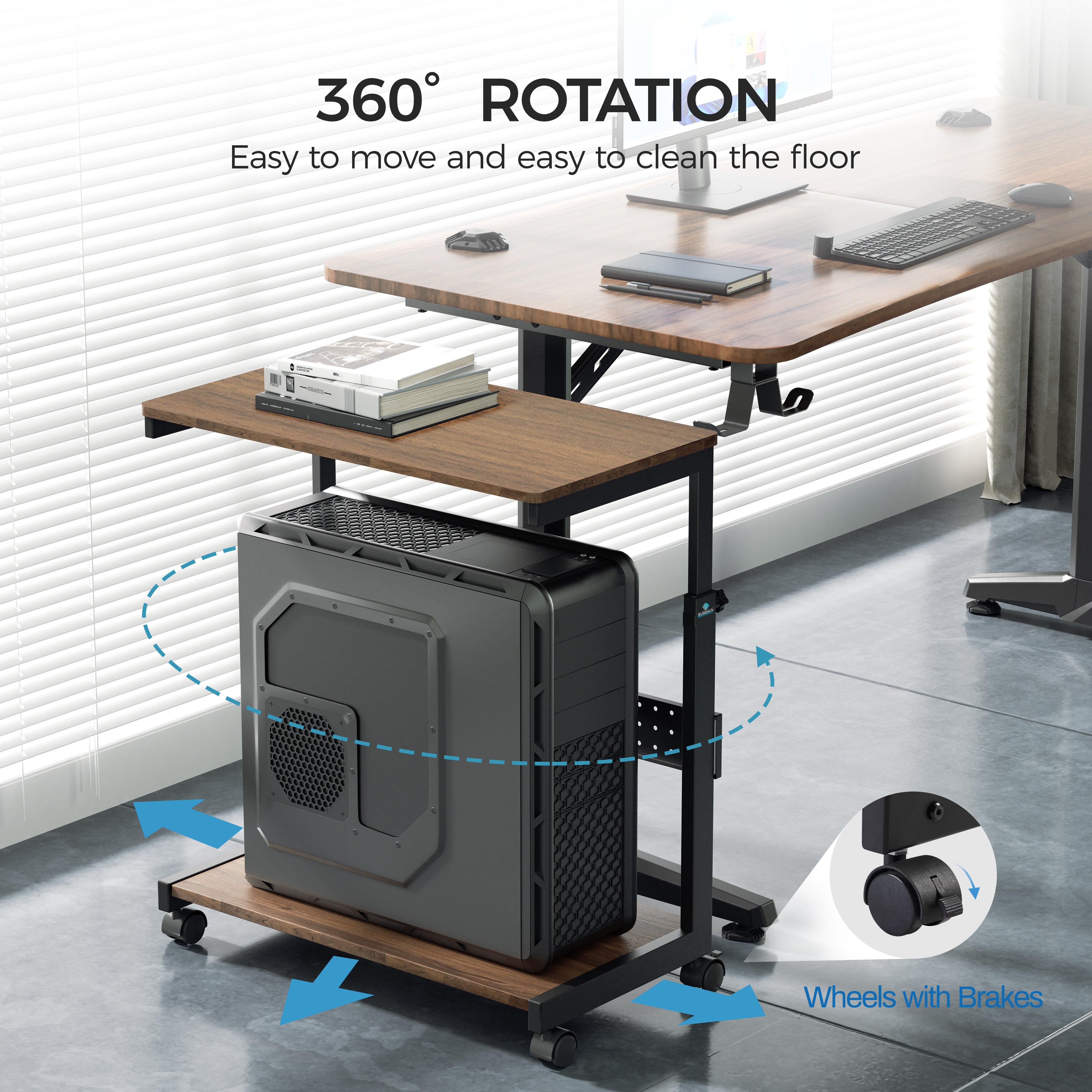 Computer stand outlet on wheels